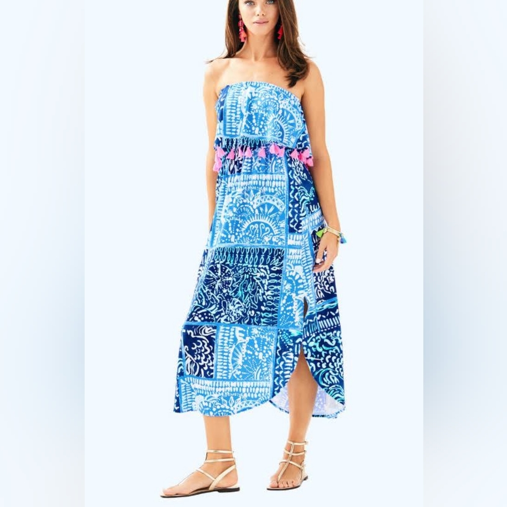 Lilly Pulitzer Meridian Midi dress Deep Indigo Leied Back